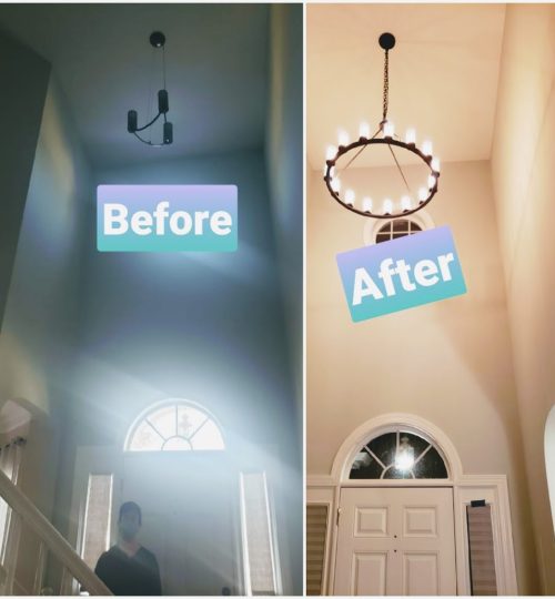 Foyer Chandelier Installation